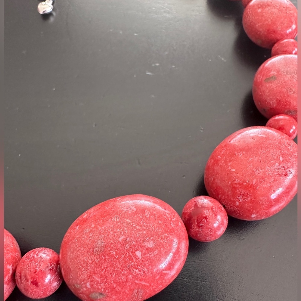 Red coral statement bead necklace by Jay King - Picture 6 of 11